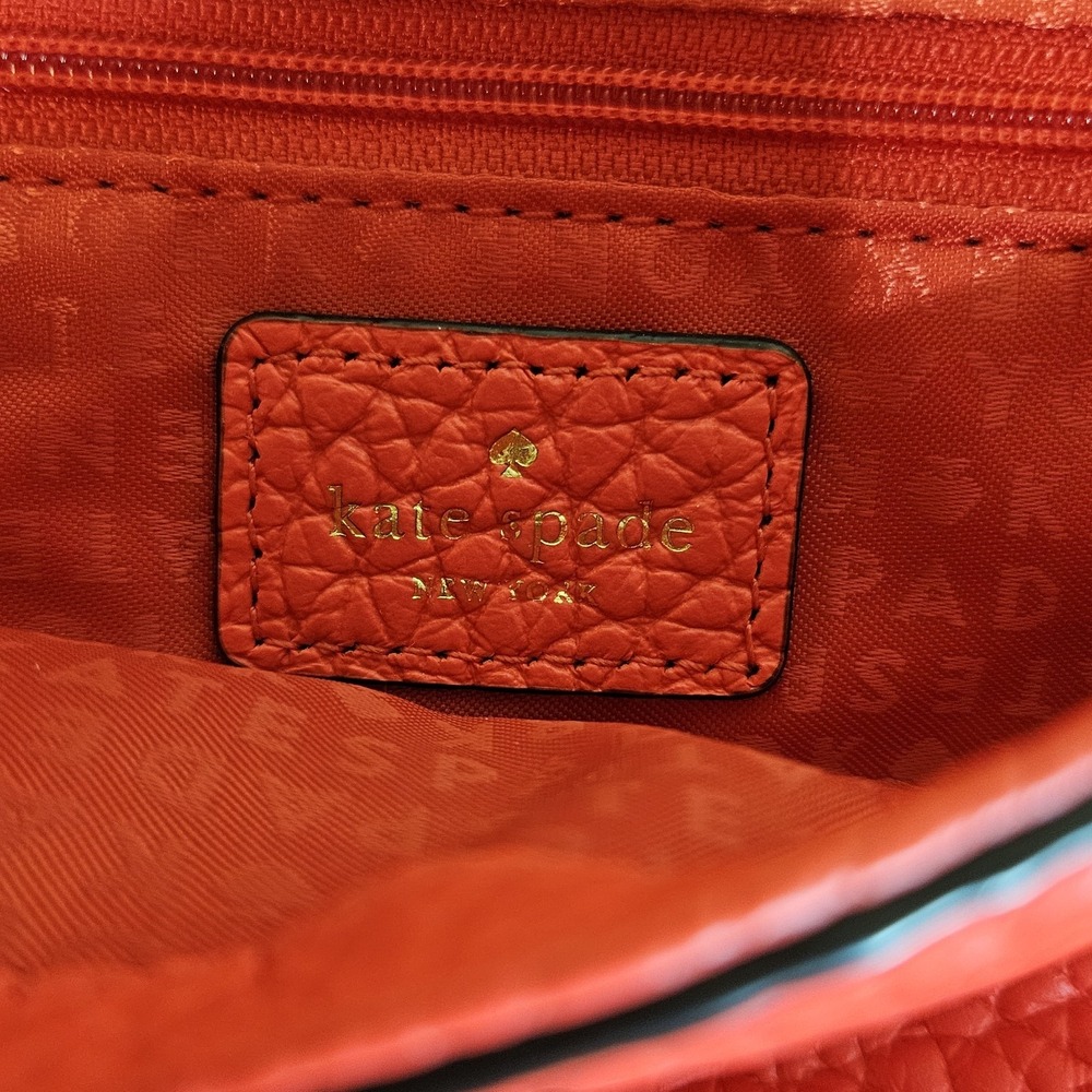 Kate Spade New York Neon Coral Pebbled Leather Satchel Turn Lock Crossbody Bag - Picture 5 of 8